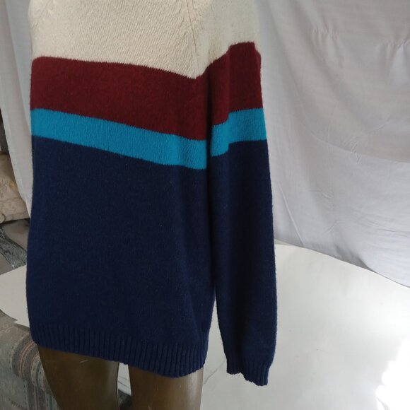 American Eagle Mens Crewneck Red White Blue Seriously Soft Striped Sweater L - Picture 6 of 13